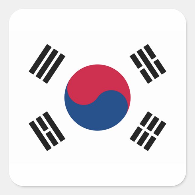 Flagge Südkoreas Quadratischer Aufkleber (Vorderseite)