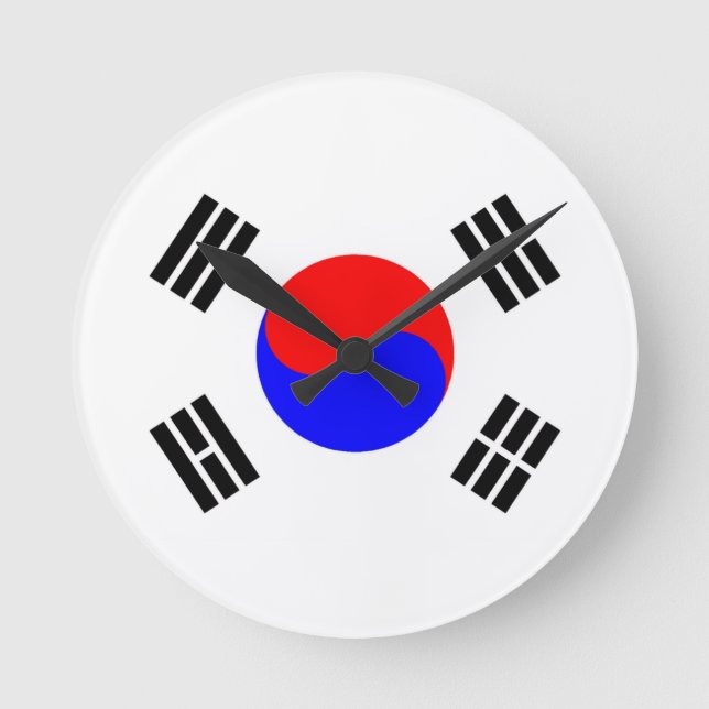 Flagge Südkoreas Runde Wanduhr (Vorderseite)