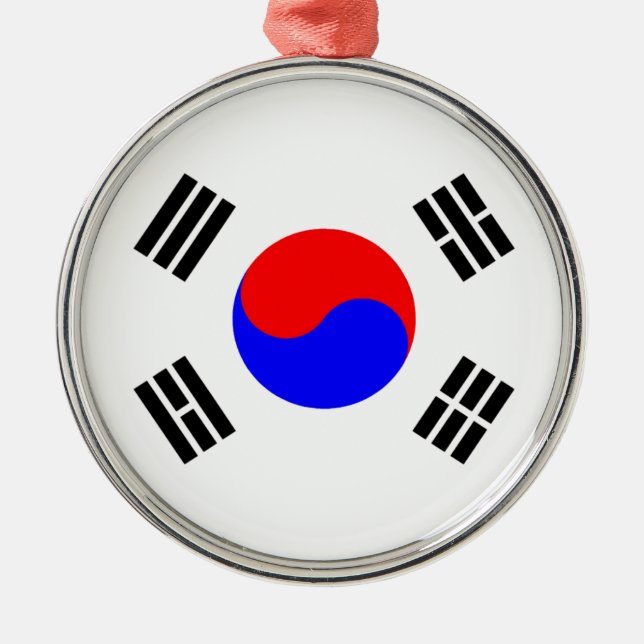 Flagge Südkoreas Silbernes Ornament (Vorne)