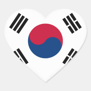 Flagge Südkoreas (Südkoreas) Herz-Aufkleber