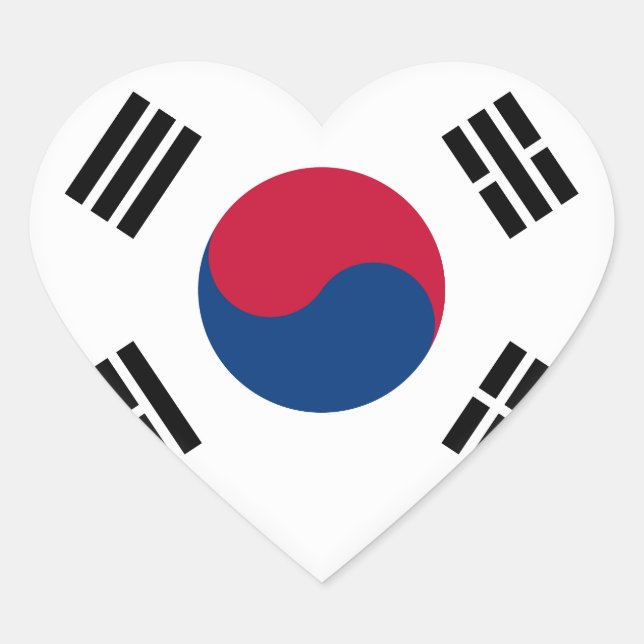 Flagge Südkoreas (Südkoreas) Herz-Aufkleber (Vorderseite)