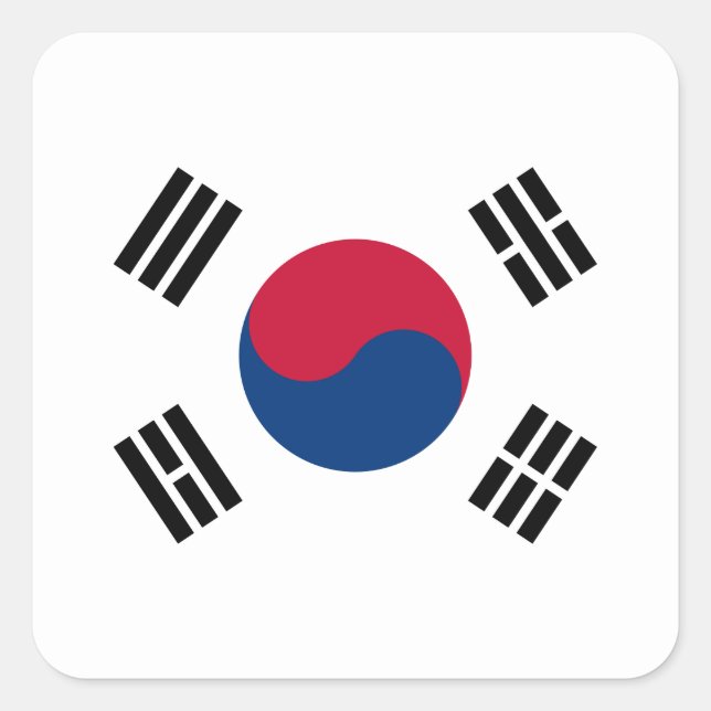 Flagge Südkoreas (Südkoreas) Quadratischer Aufkleber (Vorderseite)