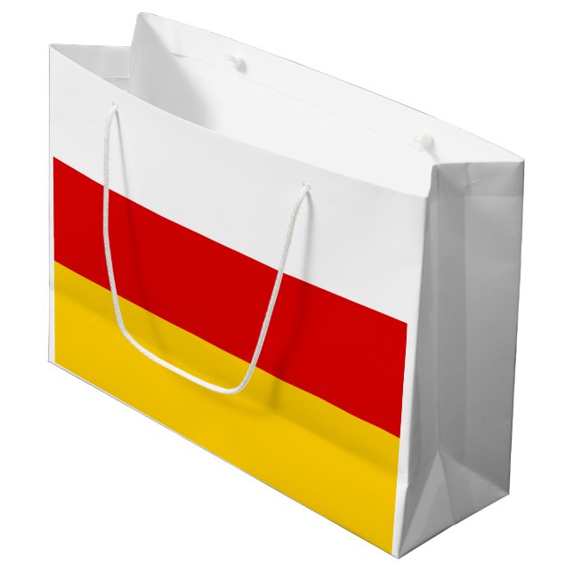 Flagge Südossetiens Große Geschenktüte (Vorderseite Schrägansicht)