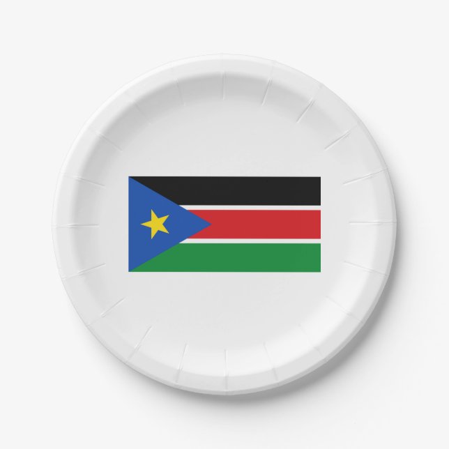 Flagge Südsudans (Afrika) Pappteller (Vorderseite)