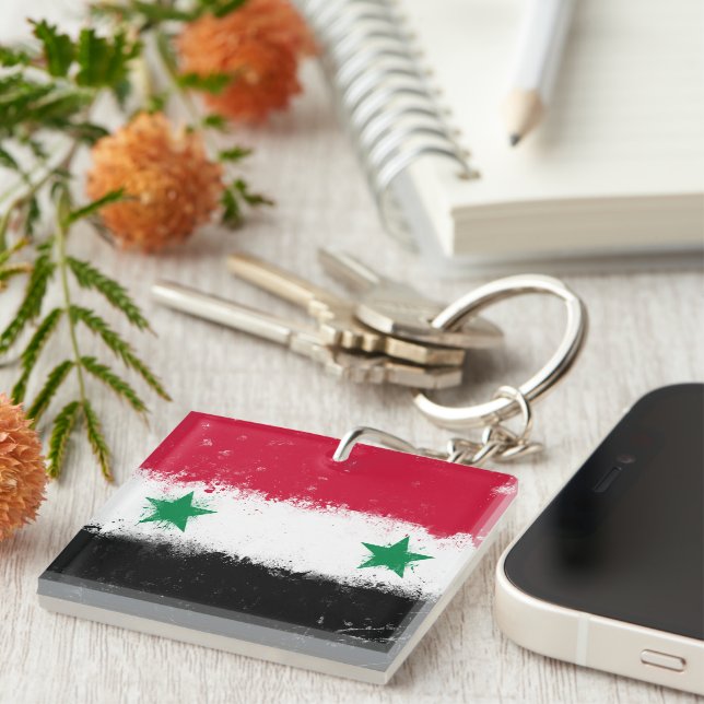 Flagge Syriens Schlüsselanhänger (Vorderseite rechts)