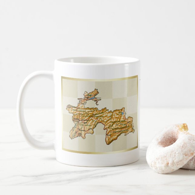 Flagge Tadschikistans + Karte Tasse (Mit Donut)
