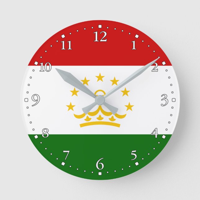 Flagge Tadschikistans Runde Wanduhr (Vorderseite)