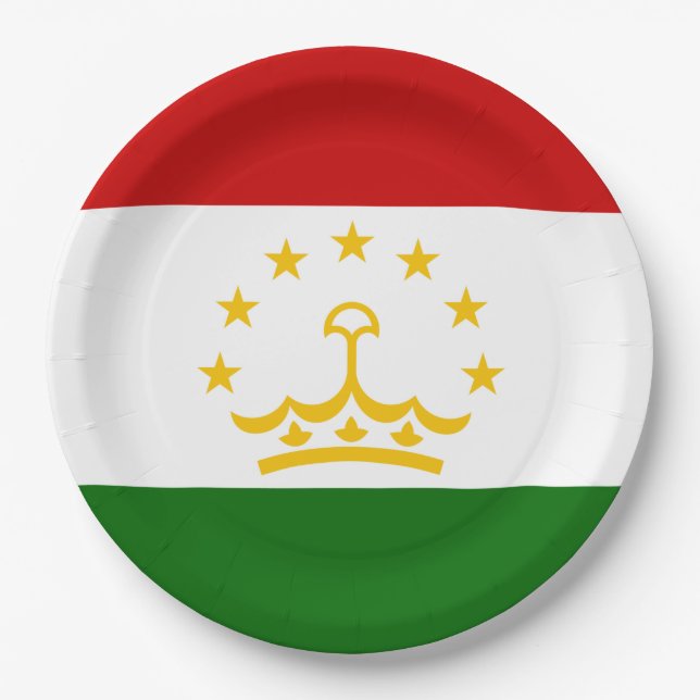 Flagge Tadschikistans (Tadschikistan) (Republik Ta Pappteller (Vorderseite)
