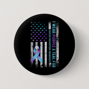 Flagge trägt lila und teal Präventionsbewusstsein Button