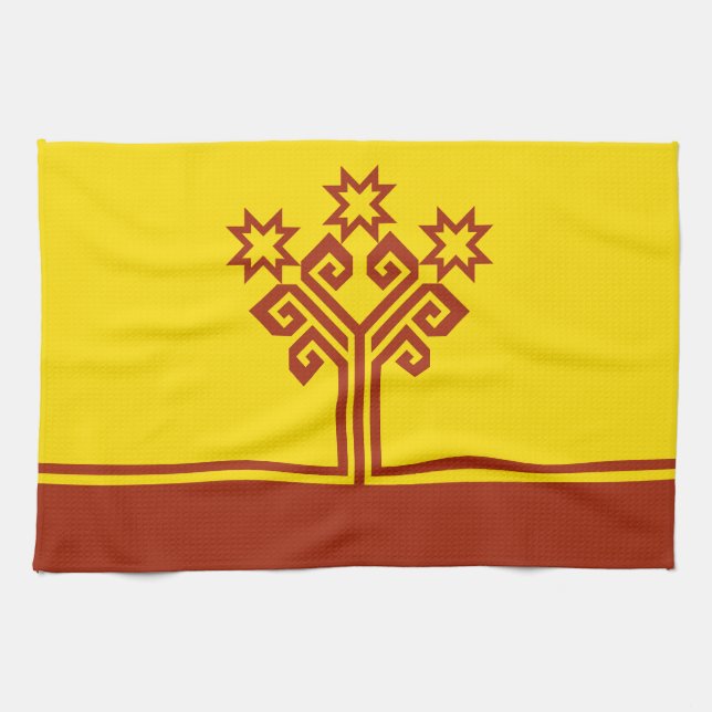 Flagge Tschuwaschiens Geschirrtuch (Horizontal)