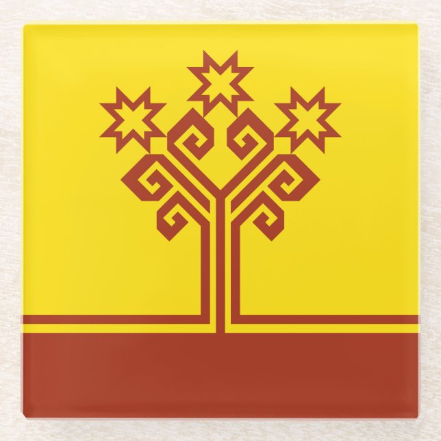 Flagge Tschuwaschiens Glasuntersetzer (Vorderseite)