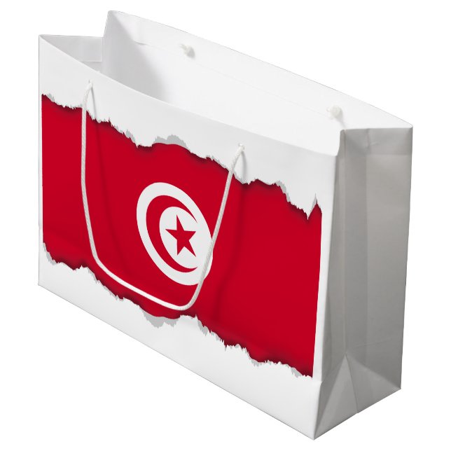 Flagge Tunesiens Große Geschenktüte (Vorderseite Schrägansicht)