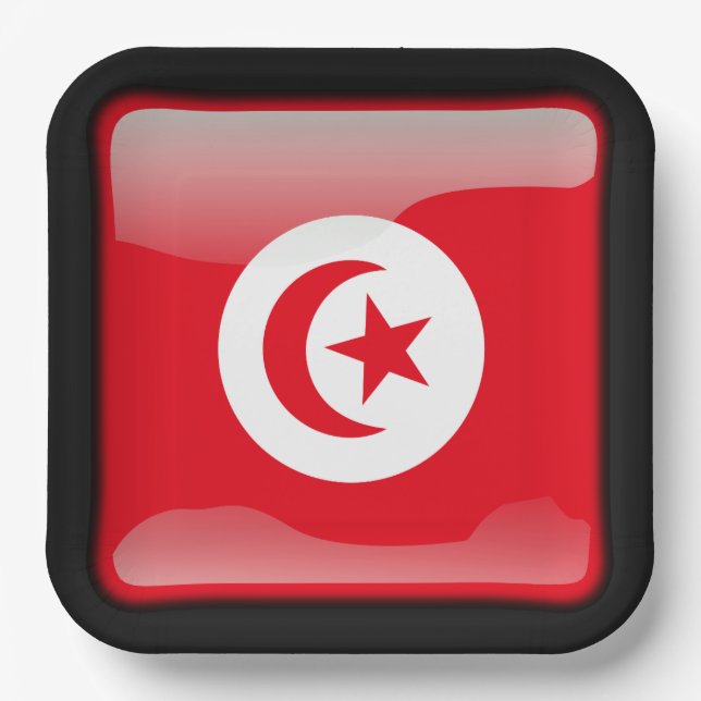 Flagge Tunesiens Pappteller (Vorderseite)