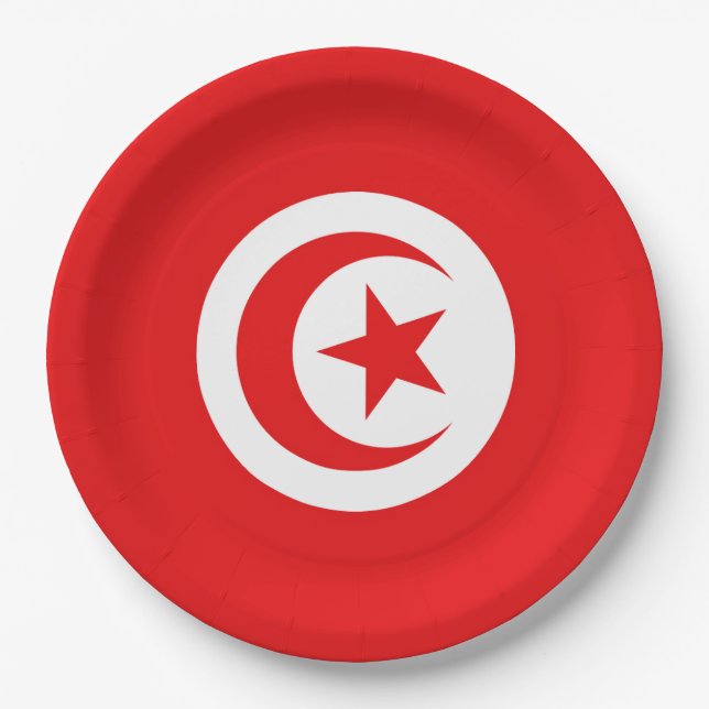 Flagge Tunesiens Pappteller (Vorderseite)