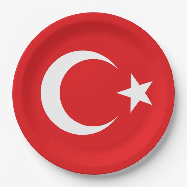 Flagge Türkei Pappteller (Vorderseite)