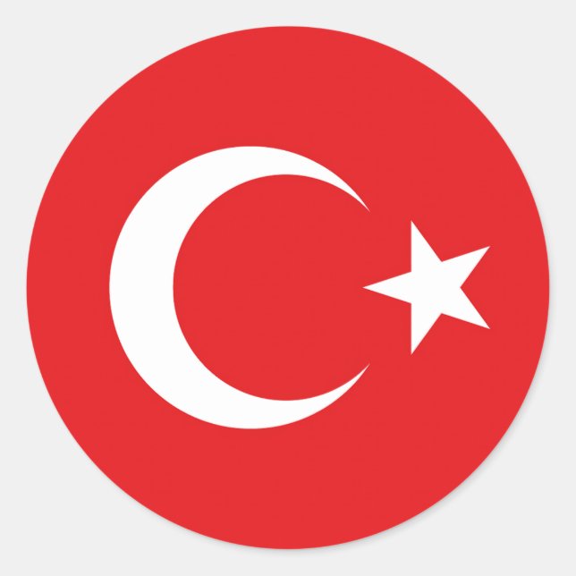 Flagge Türkei Runder Aufkleber (Vorderseite)
