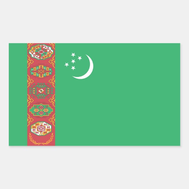 Flagge Turkmenistan/Turkmenistan Rechteckiger Aufkleber (Vorderseite)