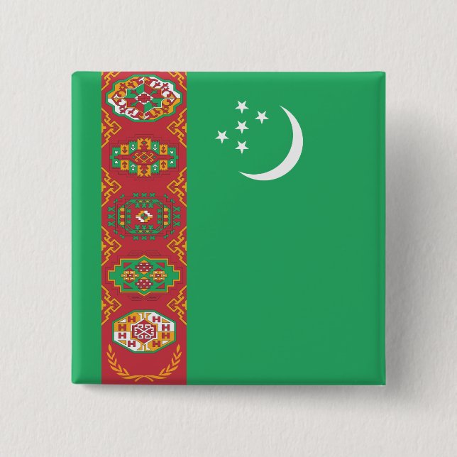 Flagge Turkmenistans Button (Vorderseite)