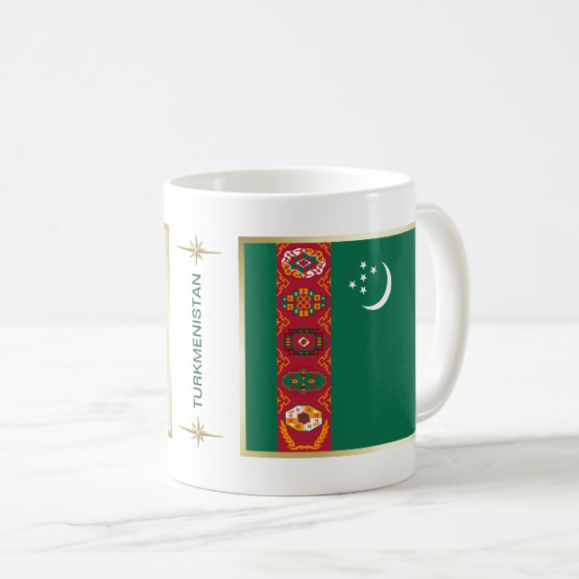 Flagge Turkmenistans + Karte Tasse (VorderseiteRechts)