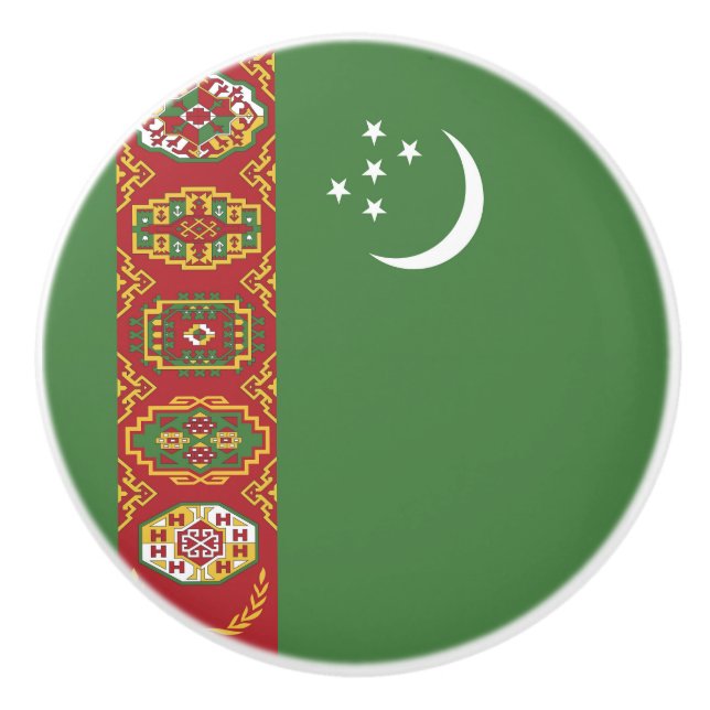 Flagge Turkmenistans Keramikknauf (Vorderseite)