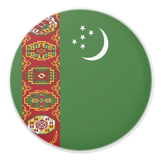 Flagge Turkmenistans Keramikknauf (Vorderseite)