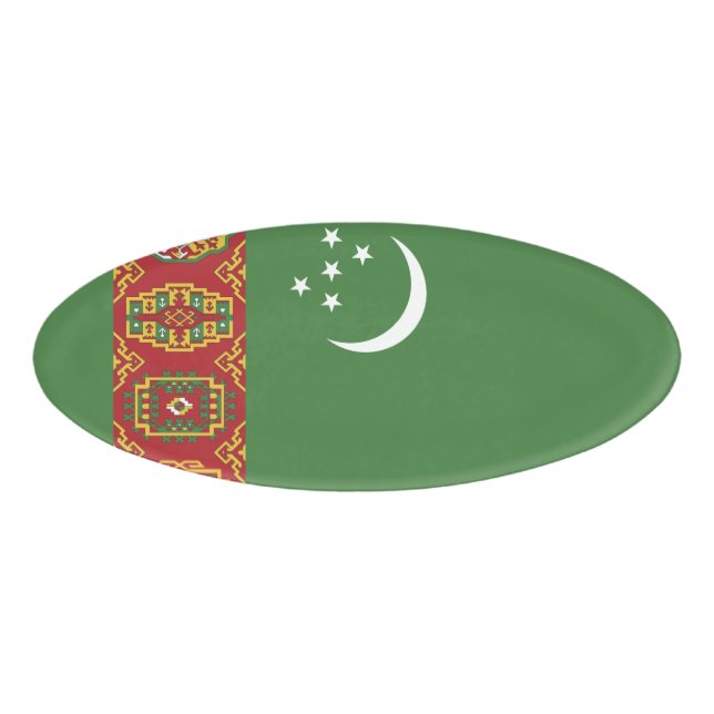 Flagge Turkmenistans Namenschild (Vorderseite)