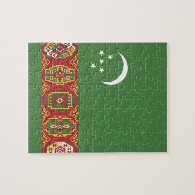 Flagge Turkmenistans Puzzle (Horizontal)