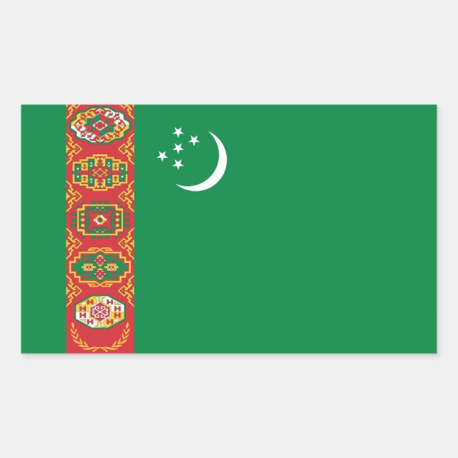 Flagge Turkmenistans Rechteckiger Aufkleber (Vorderseite)