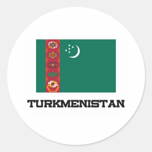 Flagge Turkmenistans Runder Aufkleber (Vorderseite)