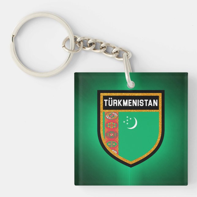 Flagge Turkmenistans Schlüsselanhänger (Vorderseite)