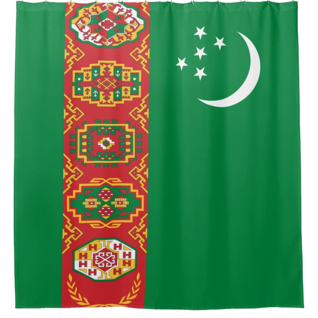 Flagge Turkmenistans (Turkmenien) Duschvorhang (Vorderseite)