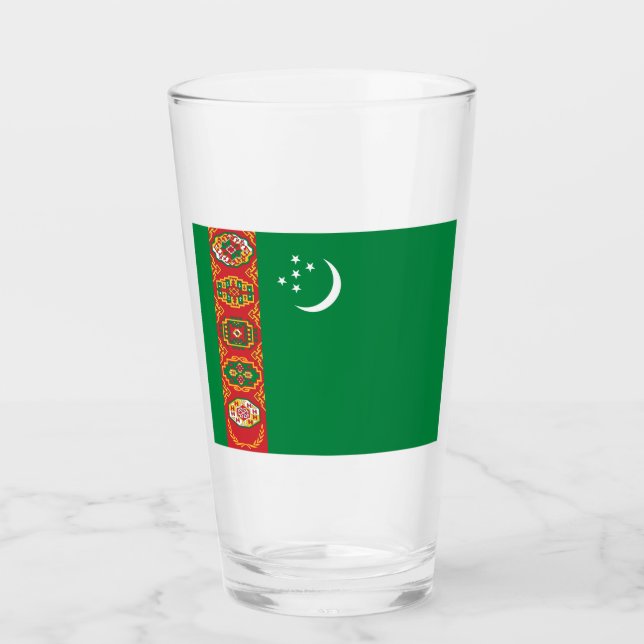 Flagge Turkmenistans (Turkmenien) Glas (Vorderseite)