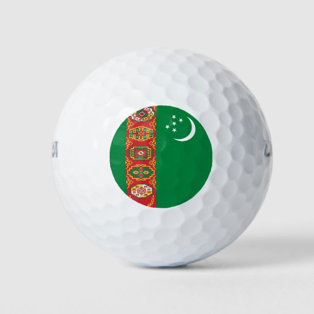 Flagge Turkmenistans (Turkmenien) Golfball (Vorderseite)