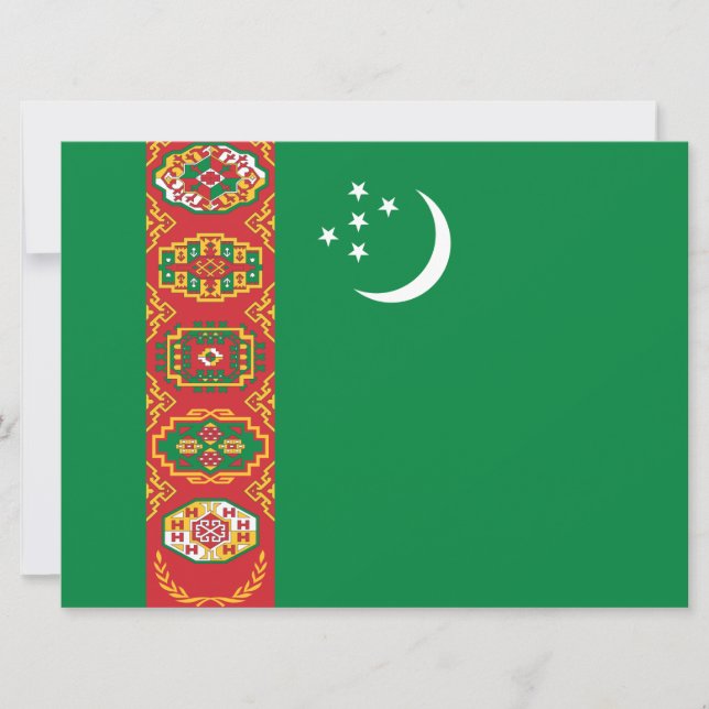 Flagge Turkmenistans (Turkmenien) Karte (Vorderseite)