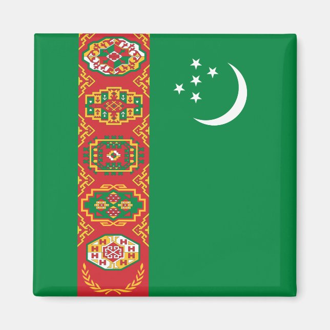 Flagge Turkmenistans (Turkmenien) Magnet (Vorne)