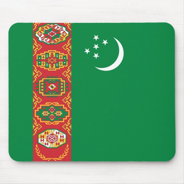 Flagge Turkmenistans (Turkmenien) Mousepad (Vorne)