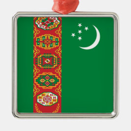 Flagge Turkmenistans (Turkmenien) Ornament Aus Metall