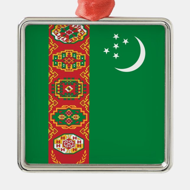 Flagge Turkmenistans (Turkmenien) Ornament Aus Metall (Vorne)