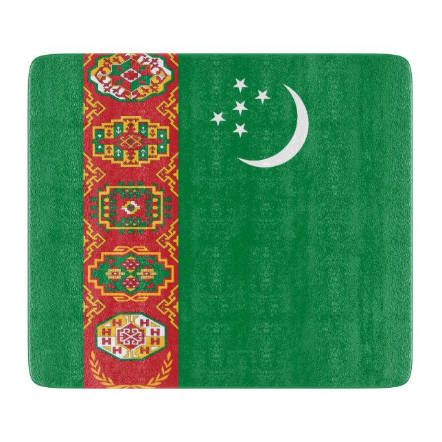 Flagge Turkmenistans (Turkmenien) Schneidebrett (Vorderseite)