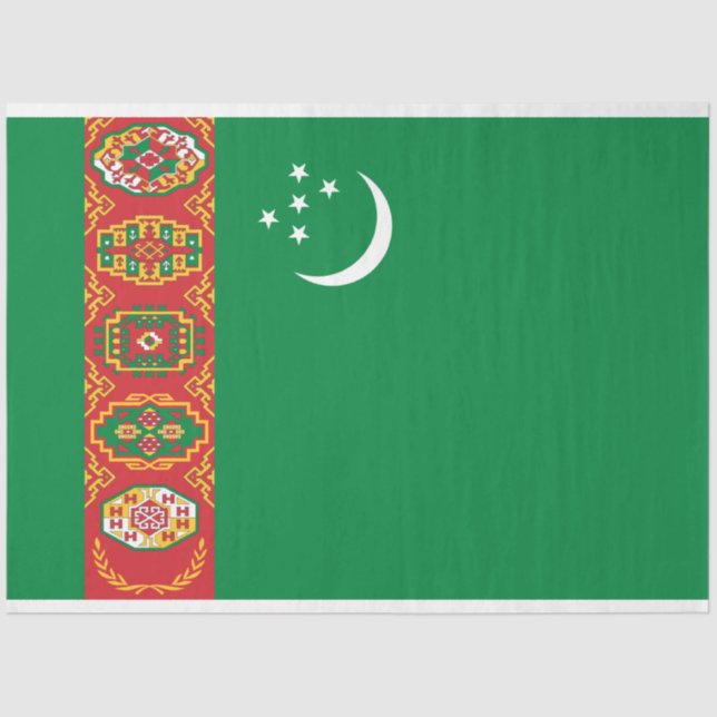 Flagge Turkmenistans (Turkmenien) Seidenpapier (Vorderseite)