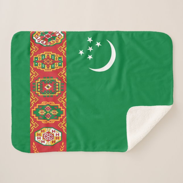 Flagge Turkmenistans (Turkmenien) Sherpadecke (Vorderseite (Horizontal))