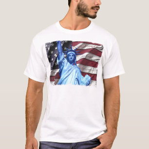 Flagge u. Freiheitsstatue Entwurf T-Shirt