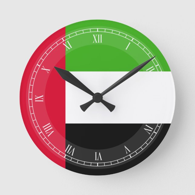 Flagge UAE Arabische Emirate Runde Wanduhr (Vorderseite)