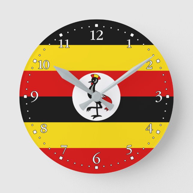 Flagge Ugandas Runde Wanduhr (Vorderseite)