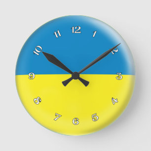Flagge Uhr-Ukraine ukrainischer Blasen-Entwurf Runde Wanduhr