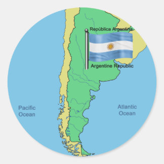 Flagge und Karte Argentiniens Runder Aufkleber