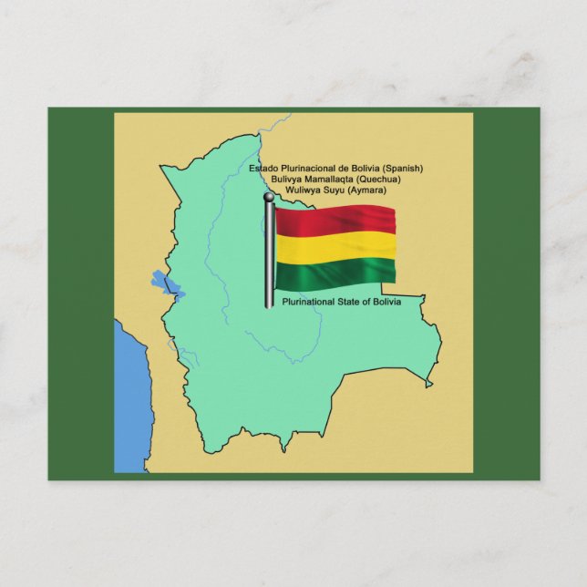 Flagge und Karte Boliviens (Vorderseite)
