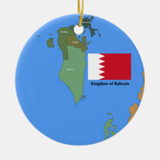 Flagge und Karte des Königreiches von Bahrain Keramikornament