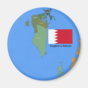 Flagge und Karte des Königreichs Bahrain Magnet