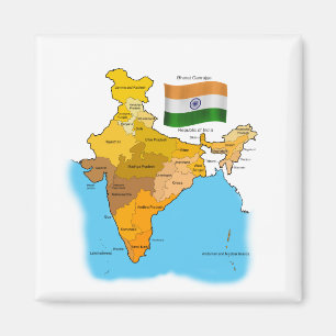 Flagge und Karte Indiens Magnet